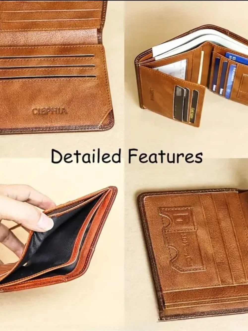 NEW Genuine Leather Wallet Slim Short Multifunction Retro Credit Card Holder